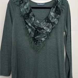 Elegant Green Top with Matching Scarf